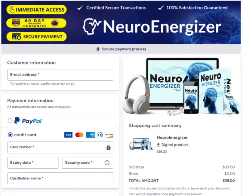 Neuro Energizer Checkout Page